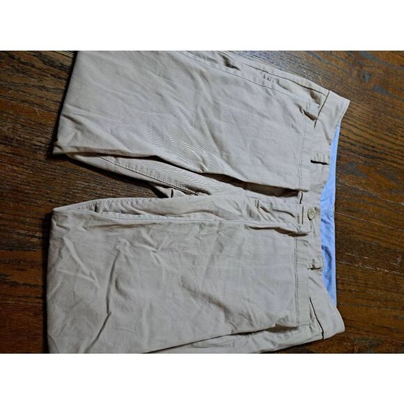 Size 4P JCPenny Flat Front Khaki Tan Capri Pants Skimmers with Pockets Belt Loop - Picture 3 of 4